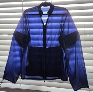 PRADA MEN'S TWO-IN-ONE TRANSPARENT, BLUE WINDBREAKER, SIZE ITALY 52